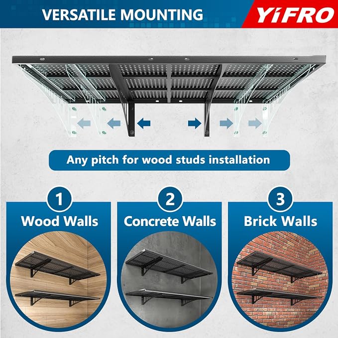 4-Pack 1.5x4ft Heavy Duty Garage Wall Shelving, 1000 lbs Load Capacity - Image 5