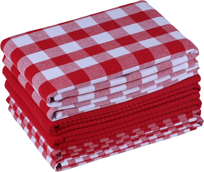 Kitchen Towels Set of 6 Soft Premium Cotton Highly Absorbent Dish Towels 18x28 by Gratico