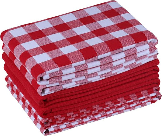 Kitchen Towels Set of 6 Soft Premium Cotton Highly Absorbent Dish Towels 18x28 by Gratico
