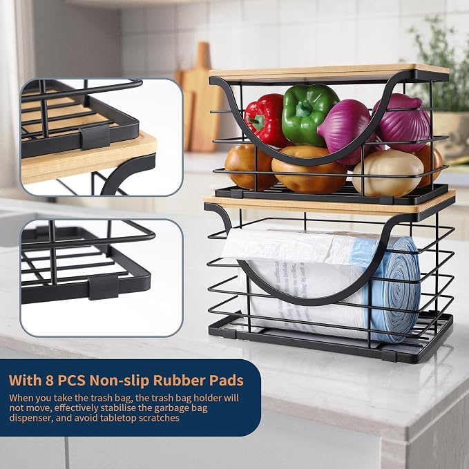 Extra Large Trash Bag Holder Under Sink 2 Pack Stackable Kitchen Storage - Image 5