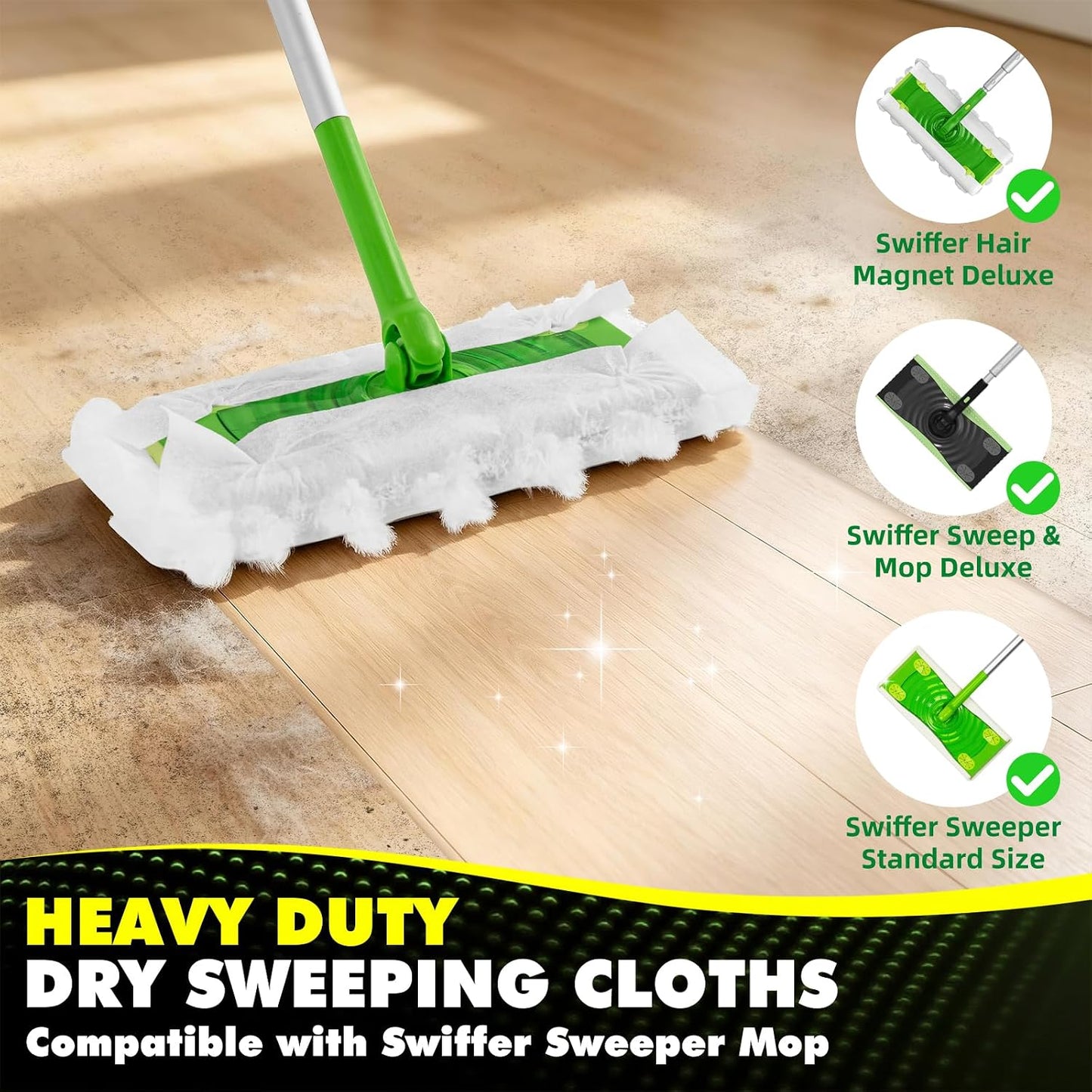 120Count Heavy Duty Dry Cloths Compatible with Swiffer Sweeper Mop, Multi-Surface Dry Sweeping Cloths for Floor Sweeping and Cleaning Pet Hair & Dust, Unscented Dry Pads Refills Pet Dry Sweeping Cloth