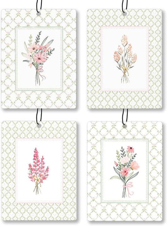 Elegant Rustic Floral Car Air Freshener 4 Pcs, Cottagecore Flower Hanging by Unknown