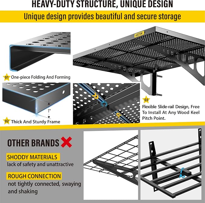 2-Pack 2x3ft Adjustable Garage Wall Shelving 560lbs Load Capacity Heavy Duty - Image 5