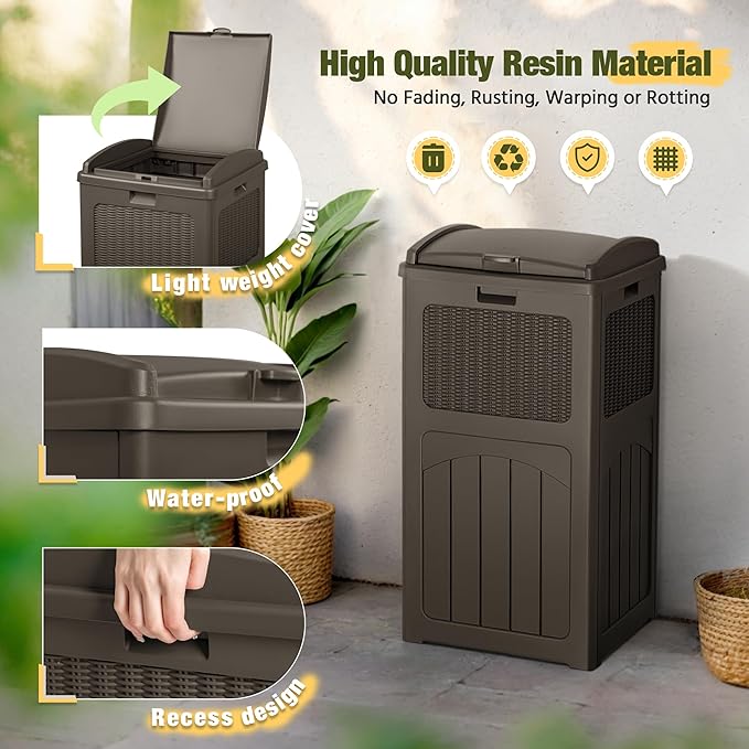 Devoko 33 Gallon Outdoor Trash Can, Hideaway Garbage Bins - Image 2