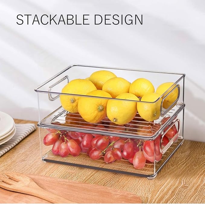 6 Pack Refrigerator Organizer Bins, 3 Sizes Clear Pantry Storage - Image 5