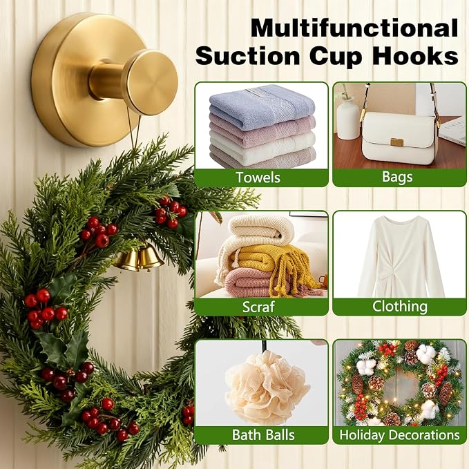 Suction Cup Hooks for Wreaths on Glass, No-Drill Suction Cup Hooks, Wreath - Image 2