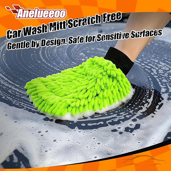Car Wash Mitt Microfiber, Premium Chenille Microfiber Wash Car Mitts Sponge - Image 4