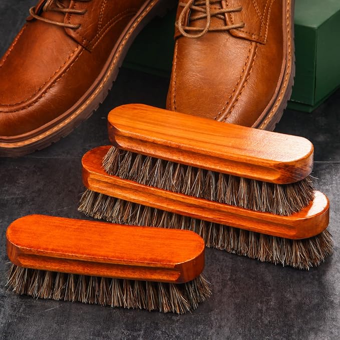 4 Pcs Horsehair Shine Shoes Brush Kit Polish Dauber Applicators Cleaning - Image 6