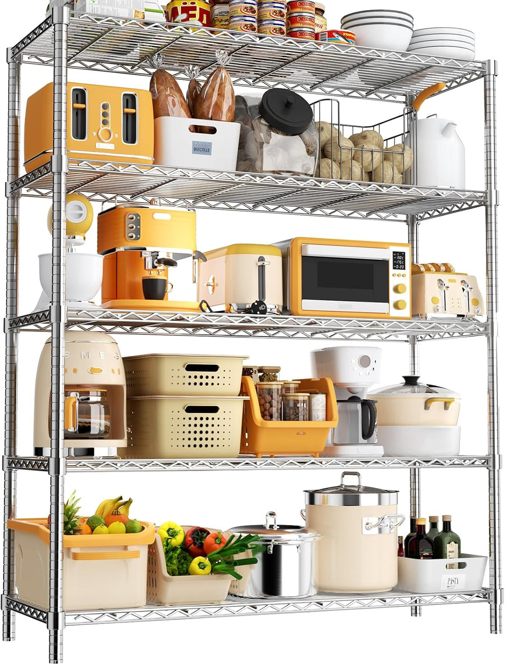 Storage Shelves, 5-Tier Adjustable Metal Industrial Utility Shelf Rack
