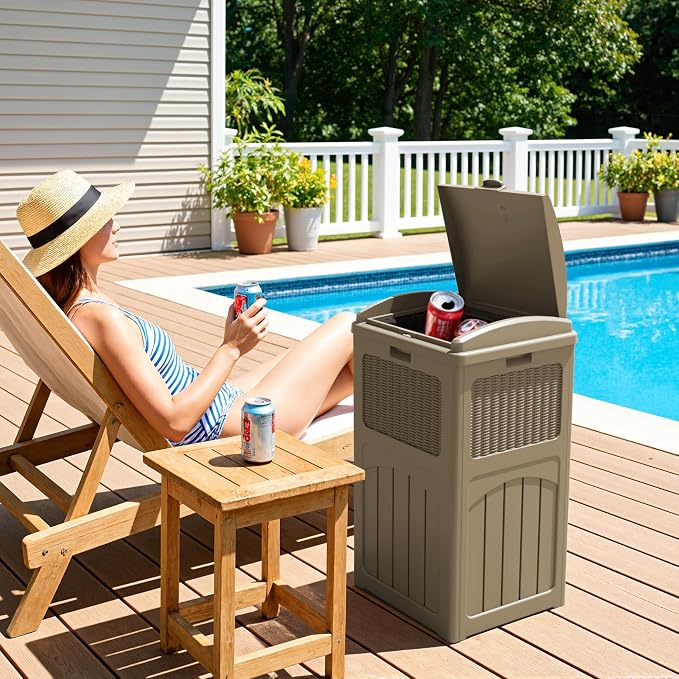 Greesum 33 Gallon Resin Outdoor Trash Can - Image 7