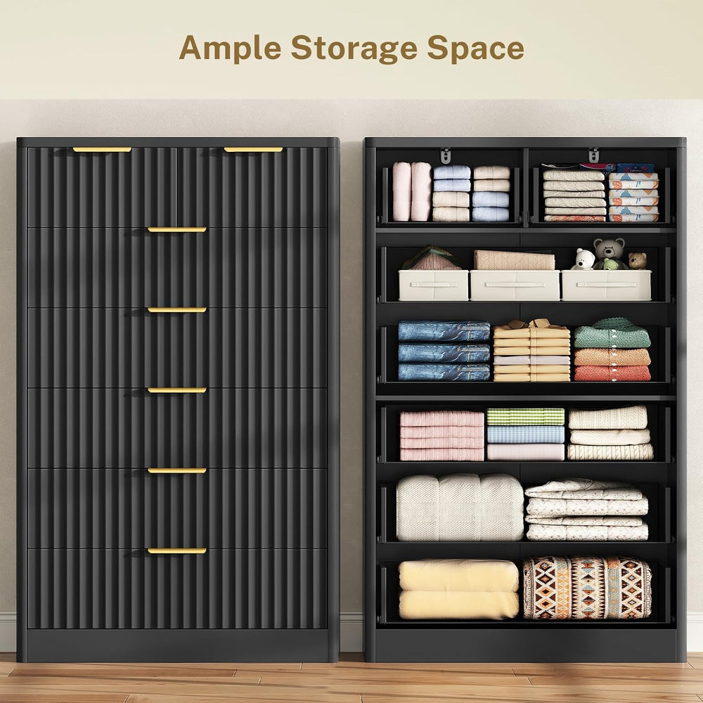 TEENOFN Fluted Dresser for Bedroom with 7 Drawers, 48" Tall Modern Chest...
