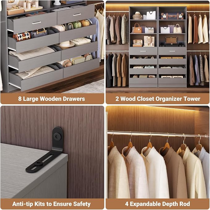 Aheaplus Closet System, 6-15Ft Closet Organizer - Image 2