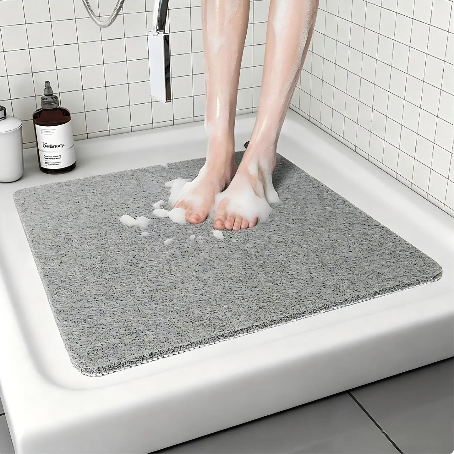 1pc Non-Slip Shower Mat, Heavy-Duty Bath Mat with Foaming Loofah Base, Durable Plastic Material, Easy-Clean Surface for Tub & Bathroom Use