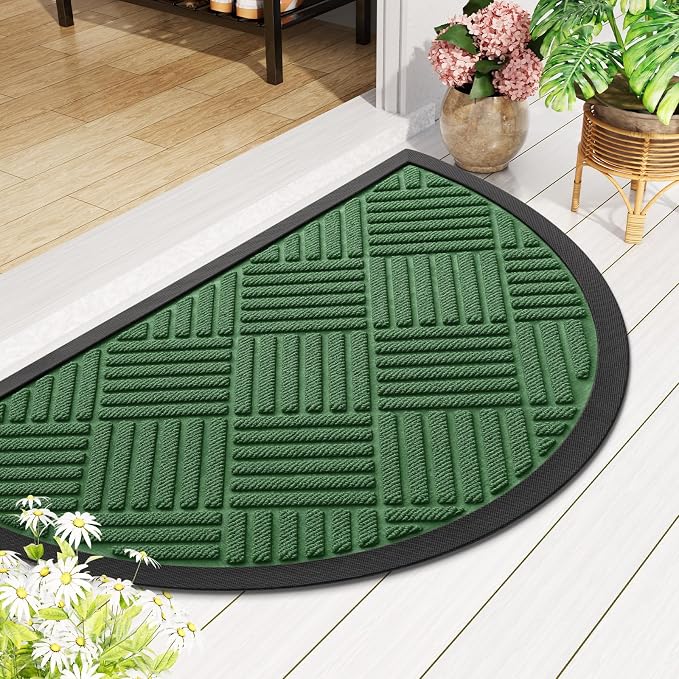 Smiry Half Circle Front Door Mat Outside Entrance, Heavy Duty Outdoor Indoor - Image 8