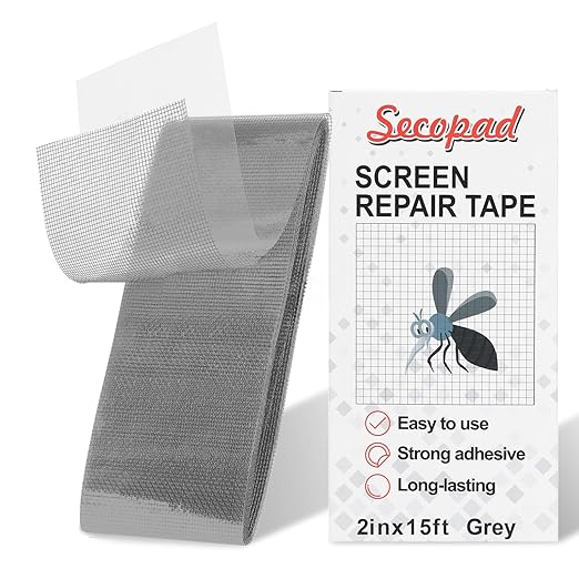 Grey Screen Repair Tape, Strong Adhesive Fiberglass Patch Tape Mesh by Secopad