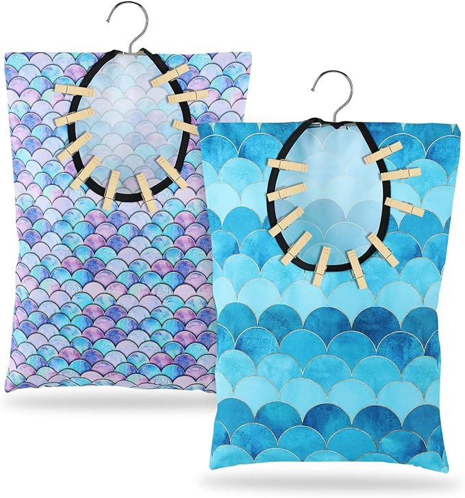 2 Pcs Summer Clothes Pin Bag Mermaids Clothespin Bag Holder Clothespin Holder by Unknown