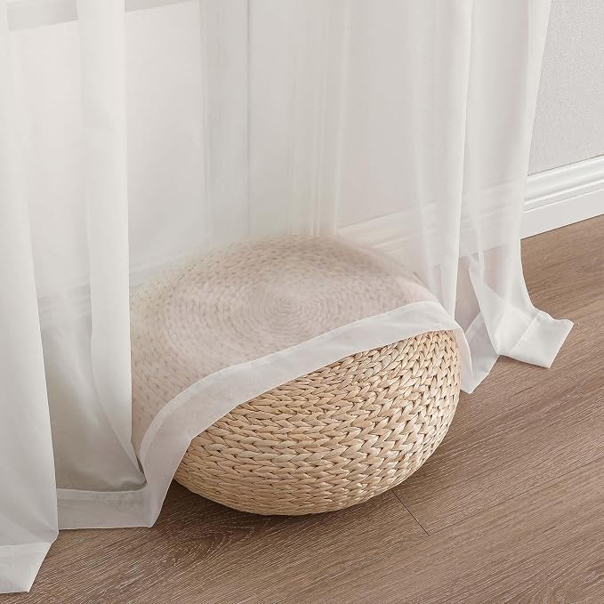 Chyhomenyc Ivory Sheer Curtains 90 Inches Long 2 Panels, Light Filtering Ivory - Image 7