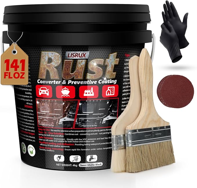 Rust Converter & Metal Primer, 141 Fl Oz Black Rust Inhibitor Paint by Unknown