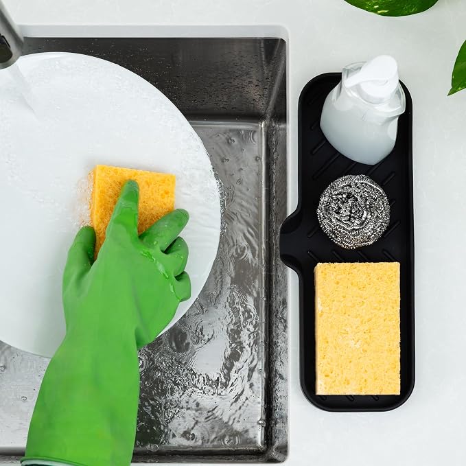 Zulay Kitchen Large Silicone Sponge Holder – Flexible Sink Organizer Tray - Image 3