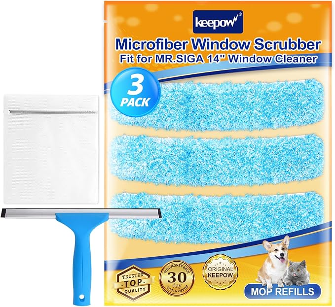 KEEPOW 14" Microfiber Window Scrubber Refill Replacement Compatible by KEEPOW