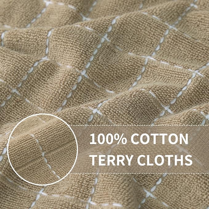 Homaxy 100% Cotton Terry Kitchen Towels, Checkered Designed, Soft and Super - Image 2