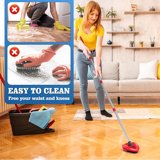 2 Pcs Mop Scrub Brush Head and 1 Mop Base Part Replacement - Image 3