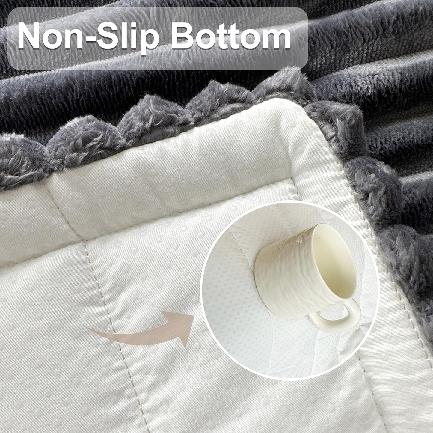 NAISI Couch Covers for Dogs Flannel Striped Furniture Protector with Thick Filling and Non-Slip Bottom Sectional Sofa Covers Washable Friendly for Pets(1pc/27.5"x 59",Dark Grey)