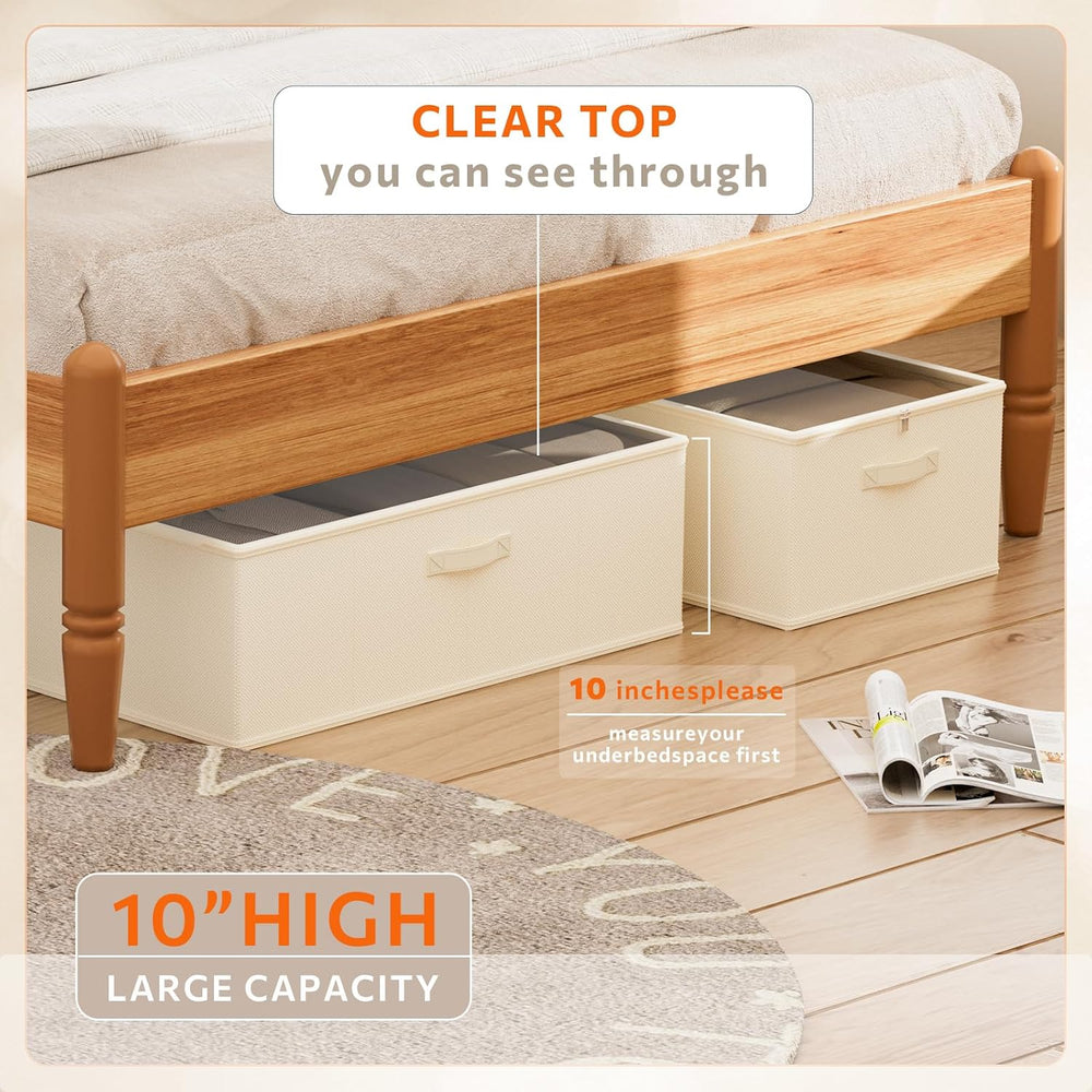 10inch 3 Pack Under Bed Storage Containers, 10 Inch Tall Underbed Clothes Sto...