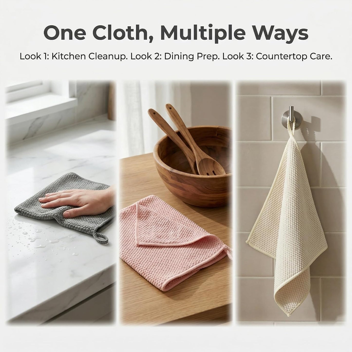 Microfiber Cleaning Cloths 6-Pack, Absorbent Textured Towels Large 12x16 In | Perfect for kitchen countertops, dishes & household cleaning. Streak-free, lint-free, reusable.