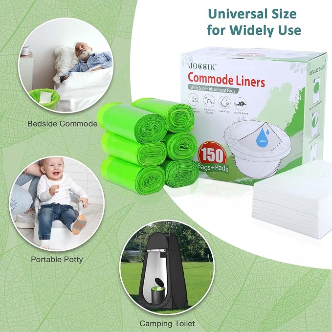 Bedside Commode Liners, 150 Bags + 150 Pads - Image 5