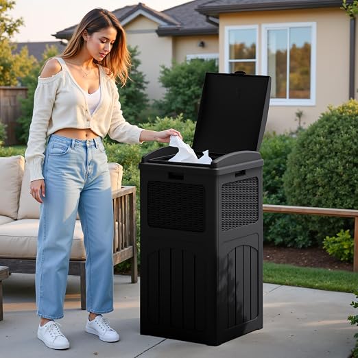 Flamaker 30 Gallon Trash Can, Resin Outdoor Garbage Can - Image 7