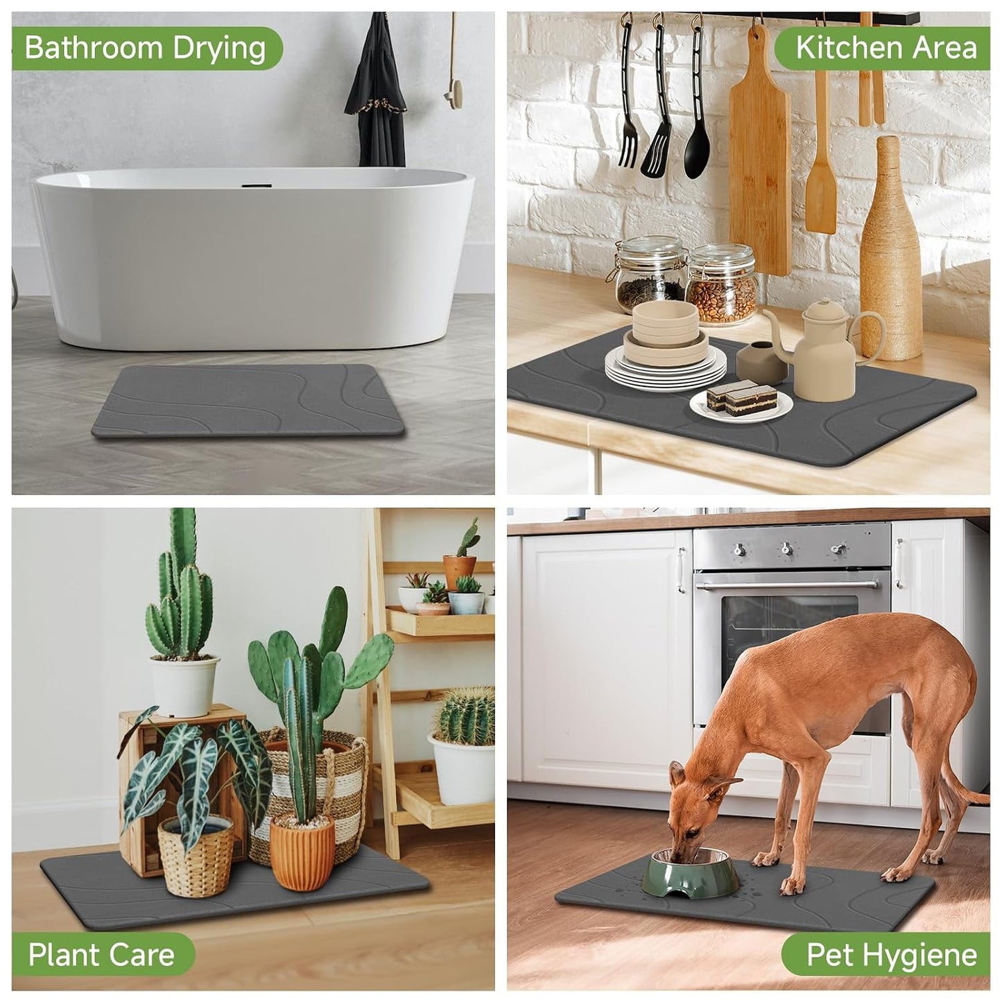 2 Pack Stone Bath Mat, Diatomaceous Earth Bath Mat, Stone Shower Mat for Bathroom, Absorbent Bath Mats, Non-Slip Barhroom Floor Mat, Quick Dry, Easy to Clean, 23.6 x 15.4