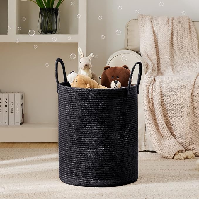 YOUDENOVA Woven Rope Laundry Hamper Basket, 72L Tall Luandry Basket, Baby - Image 2