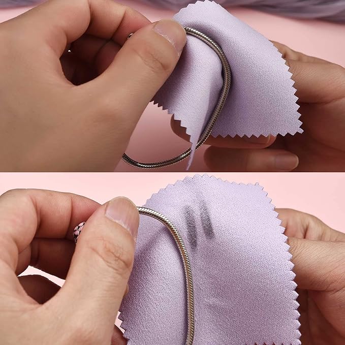SEVENWELL 50pcs Jewelry Cleaning Cloth Purple Polishing Cloth - Image 5