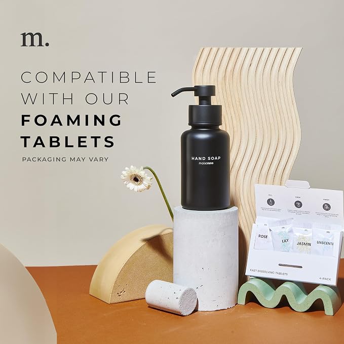 MaisoNovo Glass Foaming Soap Dispenser 14 Oz | Black Glass Black Pumps x 2 - Image 6