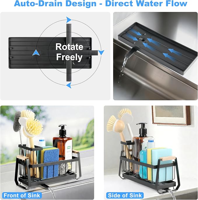Suction Cup Sponge Holder for Kitchen Sink Caddy Organizer Rack for Dish Brush - Image 3