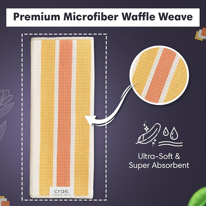 2 Double Sided Microfiber Hand Towels, 17x27 Inches Waffle Design Kitchen - Image 6
