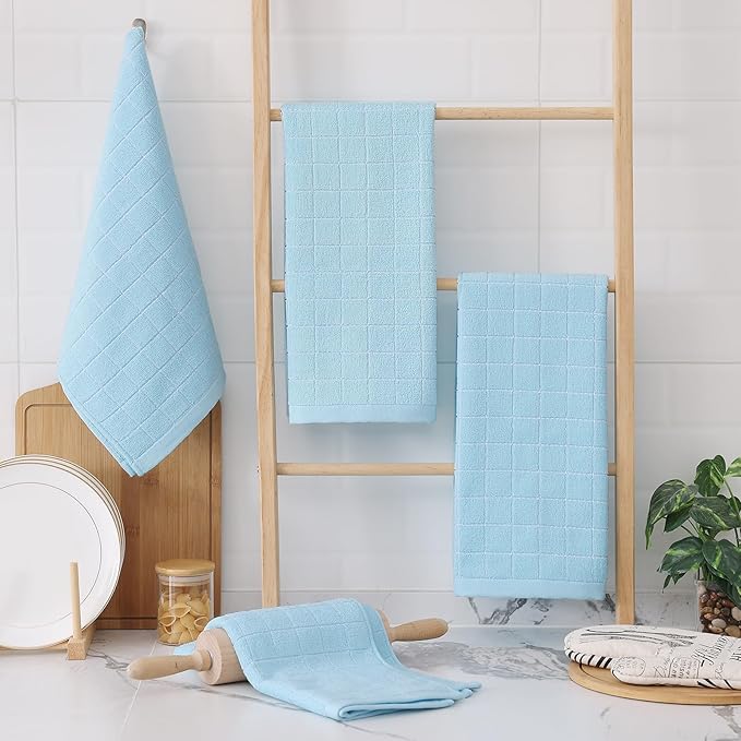 Homaxy 100% Cotton Terry Kitchen Towels, Checkered Designed, Soft and Super - Image 6