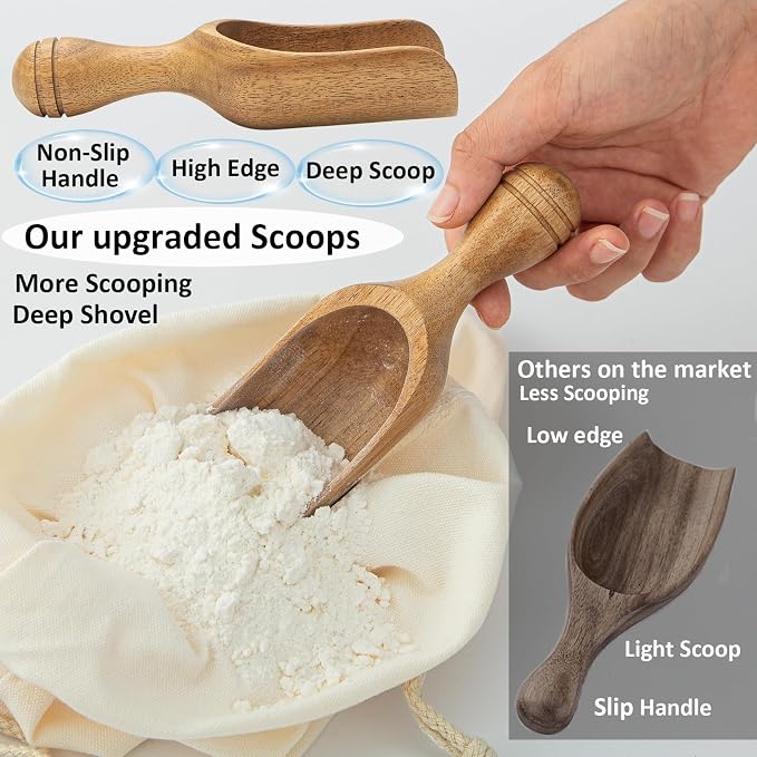Big Coffee Scoop Shovel, Acacia Large Ground Coffee Scoop 5.9″ Measuring Spoons - Image 5