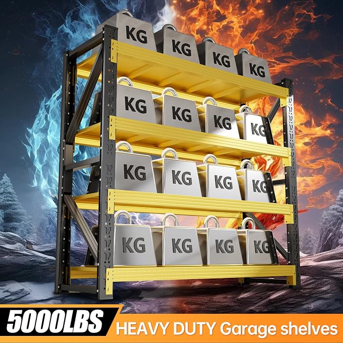 60" W Storage Shelves Heavy Duty, 4 Tier Metal Garage Shelving Units, 5000LBS - Image 3