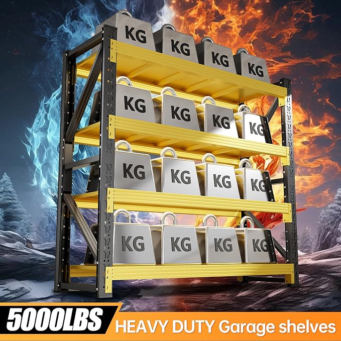 60" W Storage Shelves Heavy Duty, 4 Tier Metal Garage Shelving Units, 5000LBS - Image 3