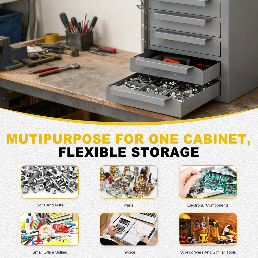 9-Drawer Storage Cabinet, Lockable Steel Parts Cabinet Bolt Bin