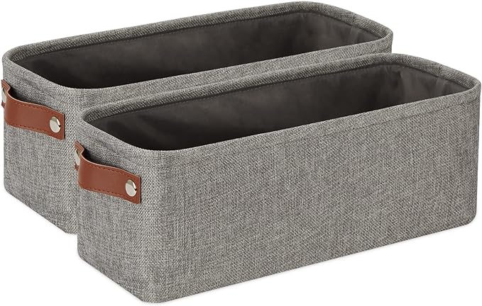 DULLEMELO Soft Cotton Fabric Bathroom Storage Baskets 2 Pack Fabric Shelf by DULLEMELO