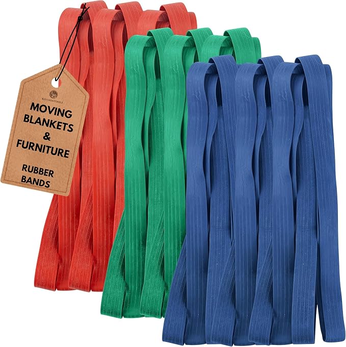 12 Pack Variety Extra Large Moving Rubber Bands by KITCHENTOOLZ