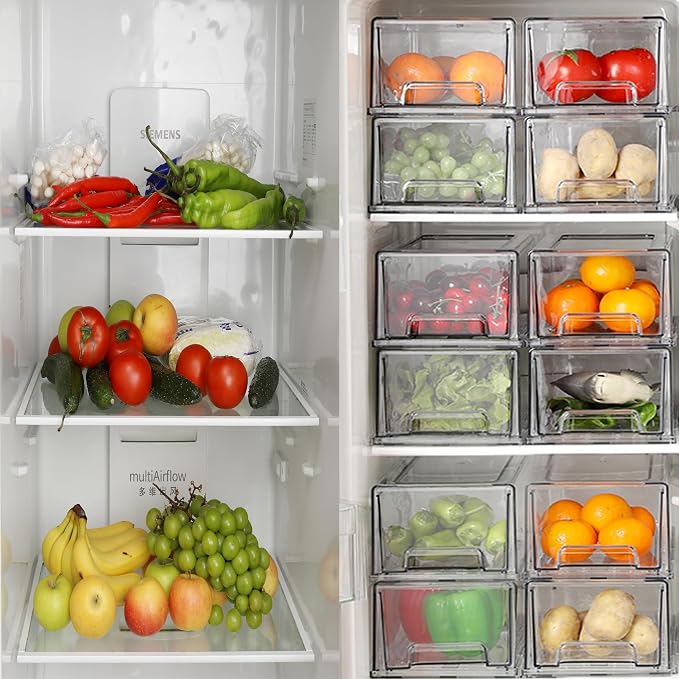 SIMPEXPE Stackable Storage Drawer, Pull Out Plastic Food Fridge Organizer Bins - Image 5