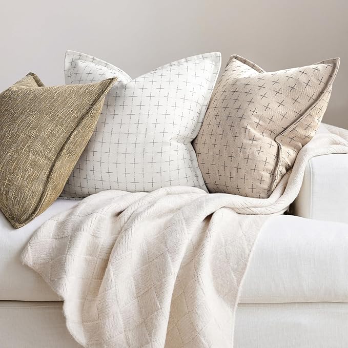 ZWJD Pillow Covers 16x16 Set of 2 Soft Polyester Textured Pillow Covers - Image 4