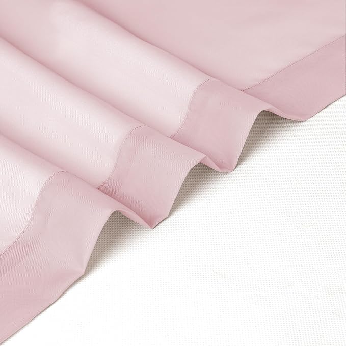 Chyhomenyc Sheer Blush Pink Curtains 90 inches Long 2 Panels, Light Filtering - Image 6