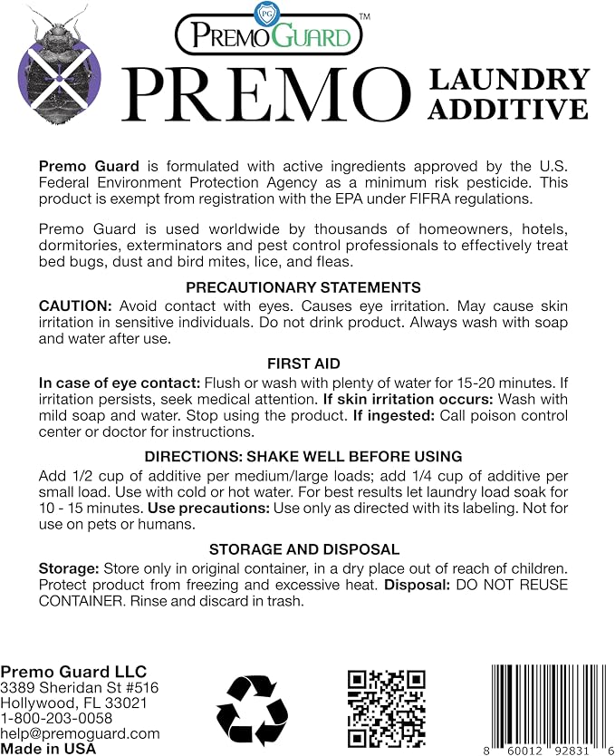 Premo Guard Bed Bug, Mite & Lice Laundry Detergent Additive 64 oz – Child & Pet - Image 8