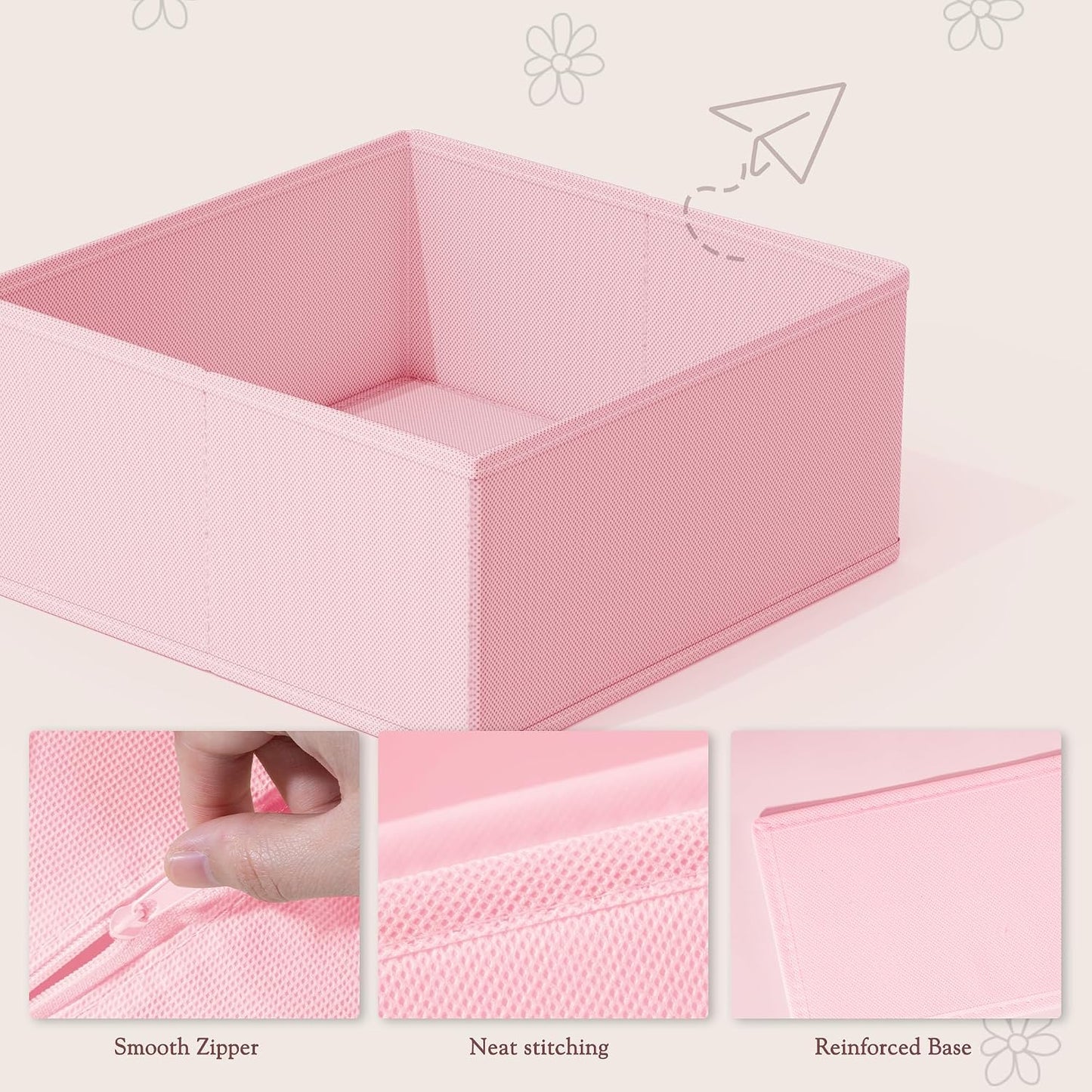 Drawer Organizer 18-Piece Set, Dresser Organizer for Baby Clothes, Foldable Closet Storage & Drawer Dividers for Underwear, Socks, Nursery (Pink)