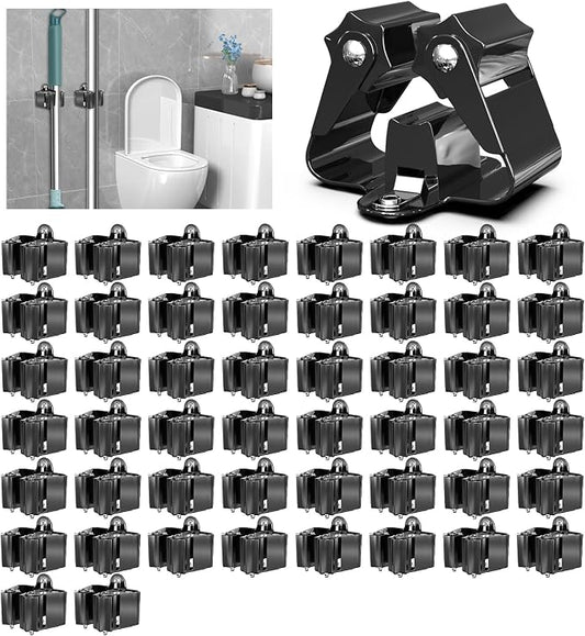 3-H Stainless Steel Broom Holder Wall Mount 50-Pack- Heavy Duty Mop Organizer by 3-H